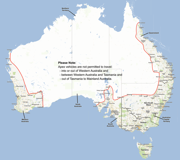 australia distance map